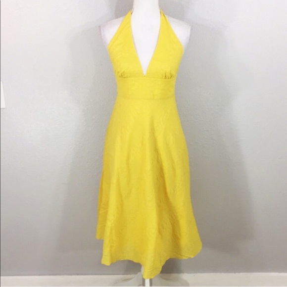 J. Crew Dresses & Skirts - J.Crew Seersucker Halter Dress Embossed Yellow Sz4